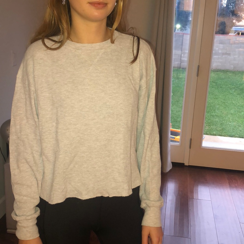Light gray waffle long sleeve